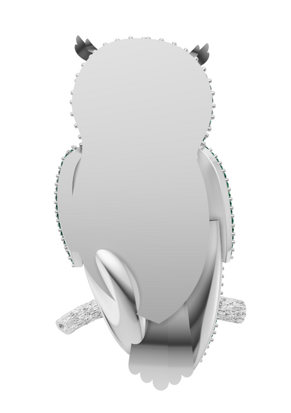 Pave Owl Brooch Gold With Diamond Set  CAD FILE