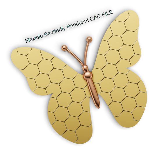 Flexible Butterfly Pendant Hexagon Pattern 3dm & stl cad file