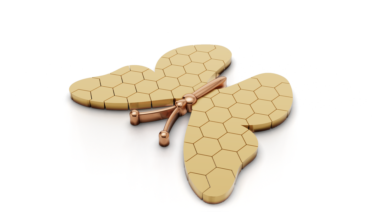 Flexible Butterfly Pendant Hexagon Pattern 3dm & stl cad file
