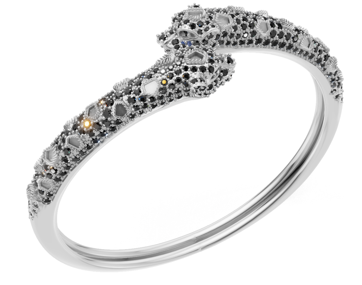 Panther Openable Mechanism Double Head Diomond Set Bracelet  CAD FILE