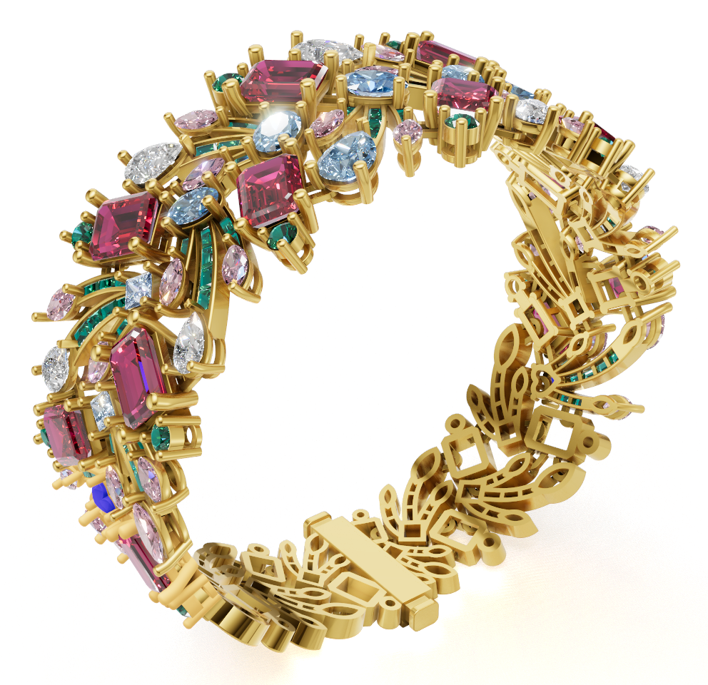 Mix Stone Bracelet with Lock Mechanism CAD FILE