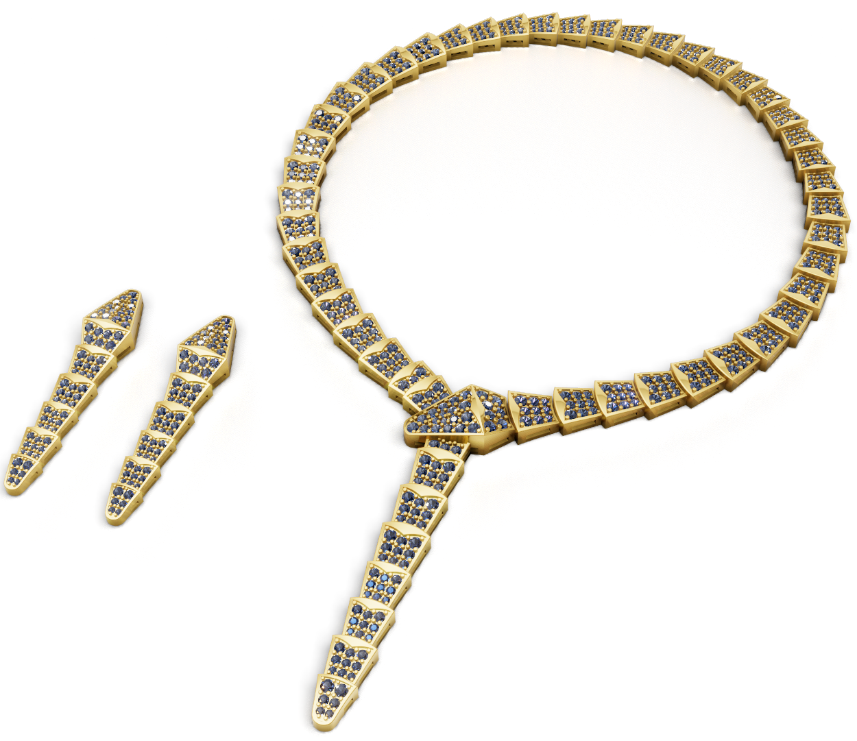 Bulgari Necklace And Earring With Stone Set CAD FILE