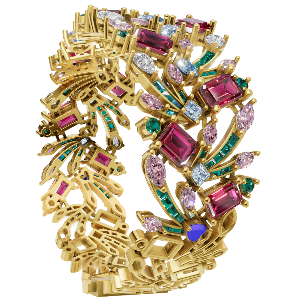 Mix Stone Bracelet with Lock Mechanism CAD FILE