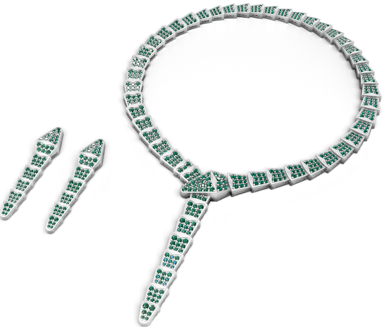 Bulgari Necklace And Earring With Stone Set CAD FILE