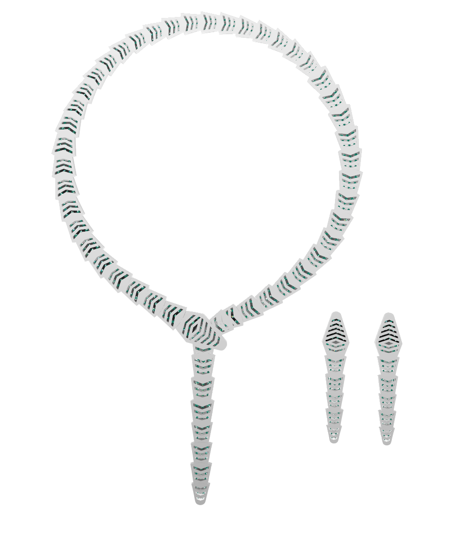 Bulgari Necklace And Earring With Stone Set CAD FILE