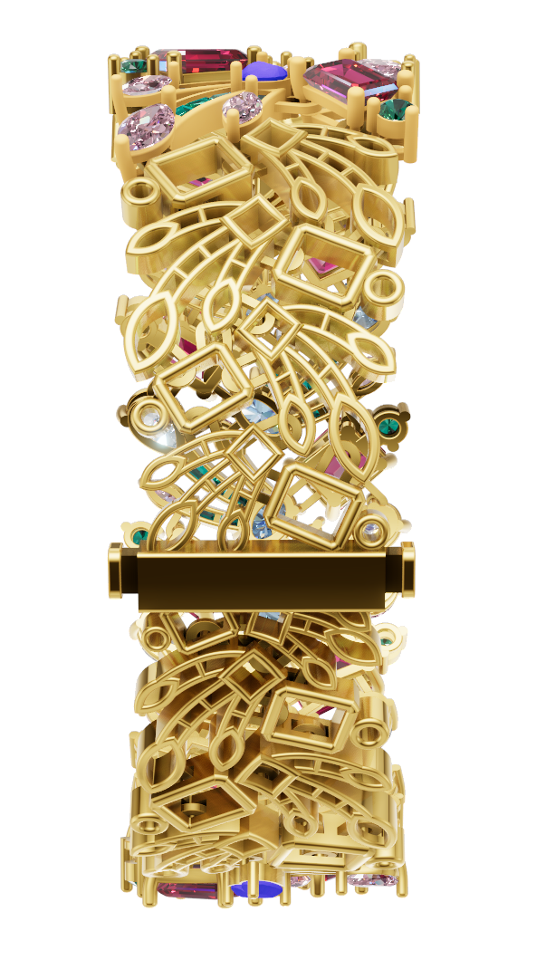 Mix Stone Bracelet with Lock Mechanism CAD FILE