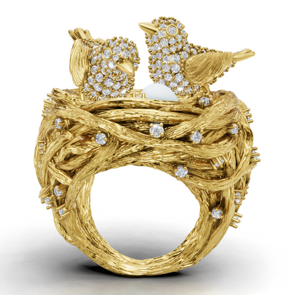 Bird Nest Nature Inspired Statement Ring 3DM & STL CAD FILE