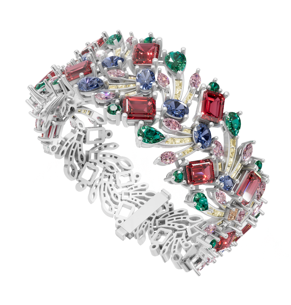 Mix Stone Bracelet with Lock Mechanism CAD FILE