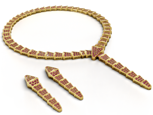 Bulgari Necklace And Earring With Stone Set CAD FILE