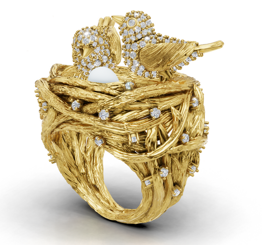 Bird Nest Nature Inspired  Ring 3DM & STL CAD FILE