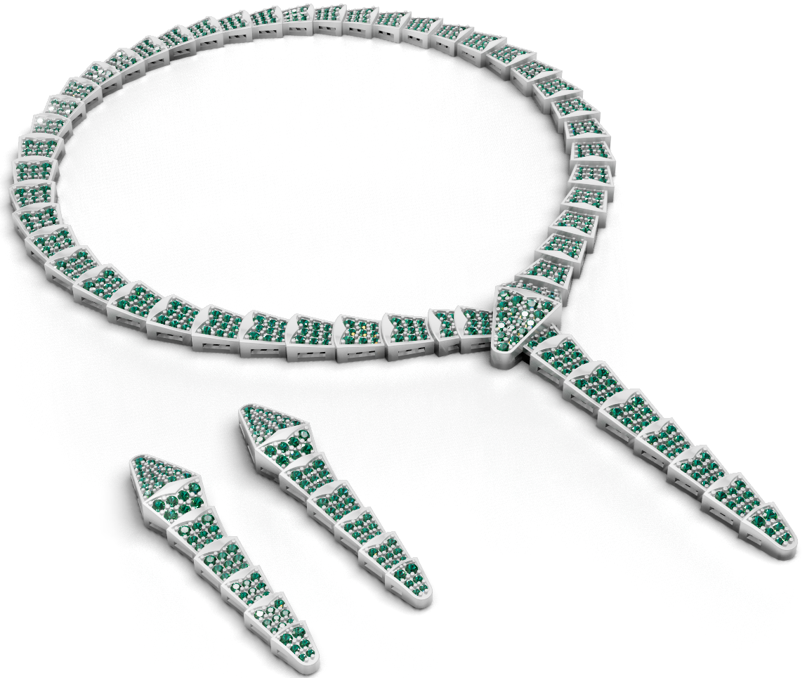 Bulgari Necklace And Earring With Stone Set CAD FILE