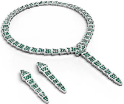 Bulgari Necklace And Earring With Stone Set CAD FILE