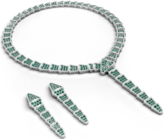 Bulgari Necklace And Earring With Stone Set CAD FILE