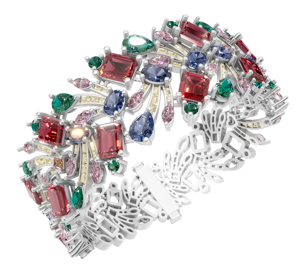 Mix Stone Bracelet with Lock Mechanism CAD FILE