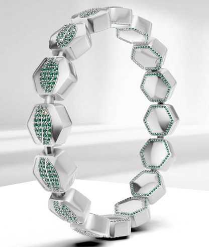 Hexagon daimond Set  Spring Gold & Silver Bracelet  CAD FILE