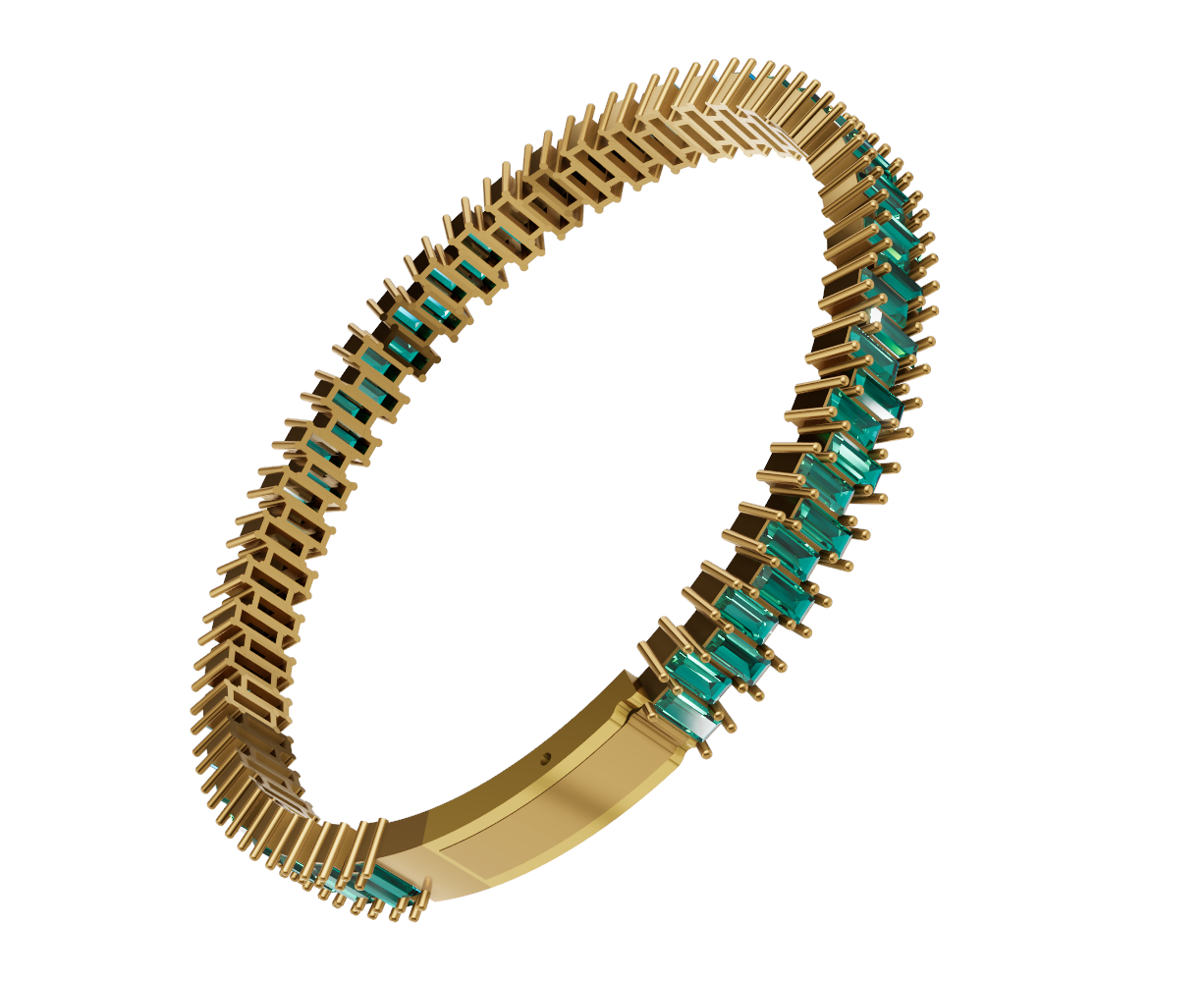 Baguette Bracelet with Lock  Mechanism CAD FILE