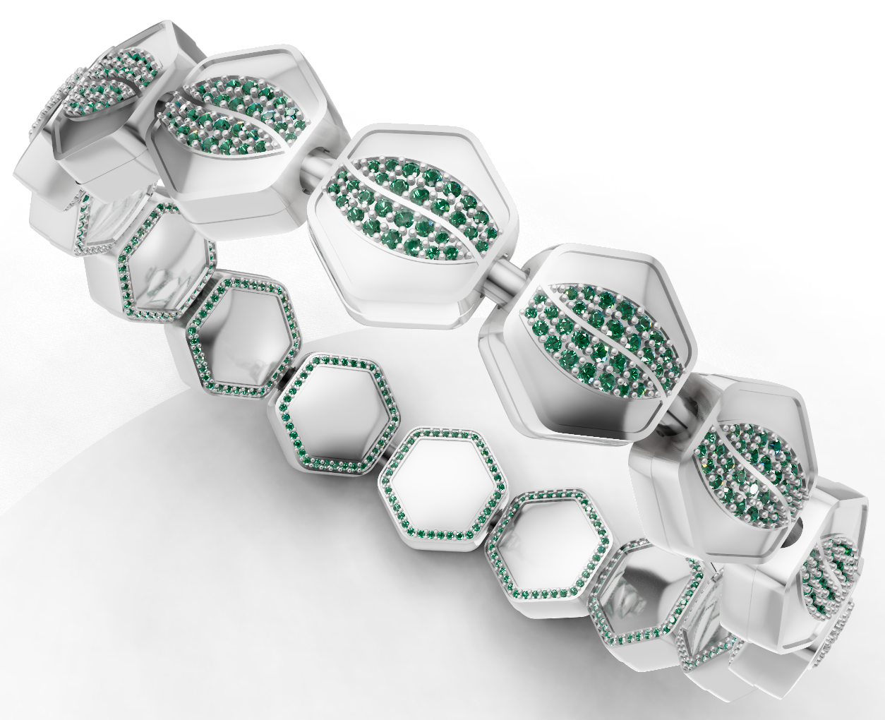 Hexagon daimond Set  Spring Gold & Silver Bracelet  CAD FILE