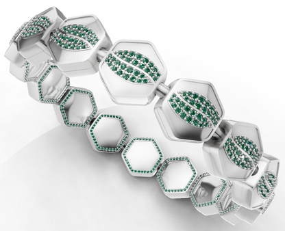 Hexagon daimond Set  Spring Gold & Silver Bracelet  CAD FILE