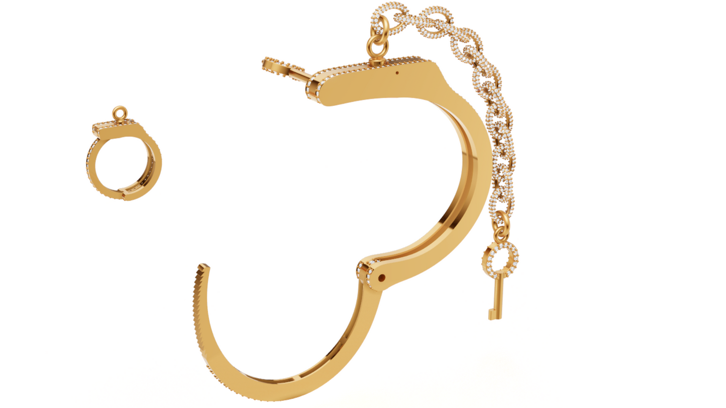 Handcuff Key Lock Mechanism daimond set Ring & Bracelet  CAD FILE