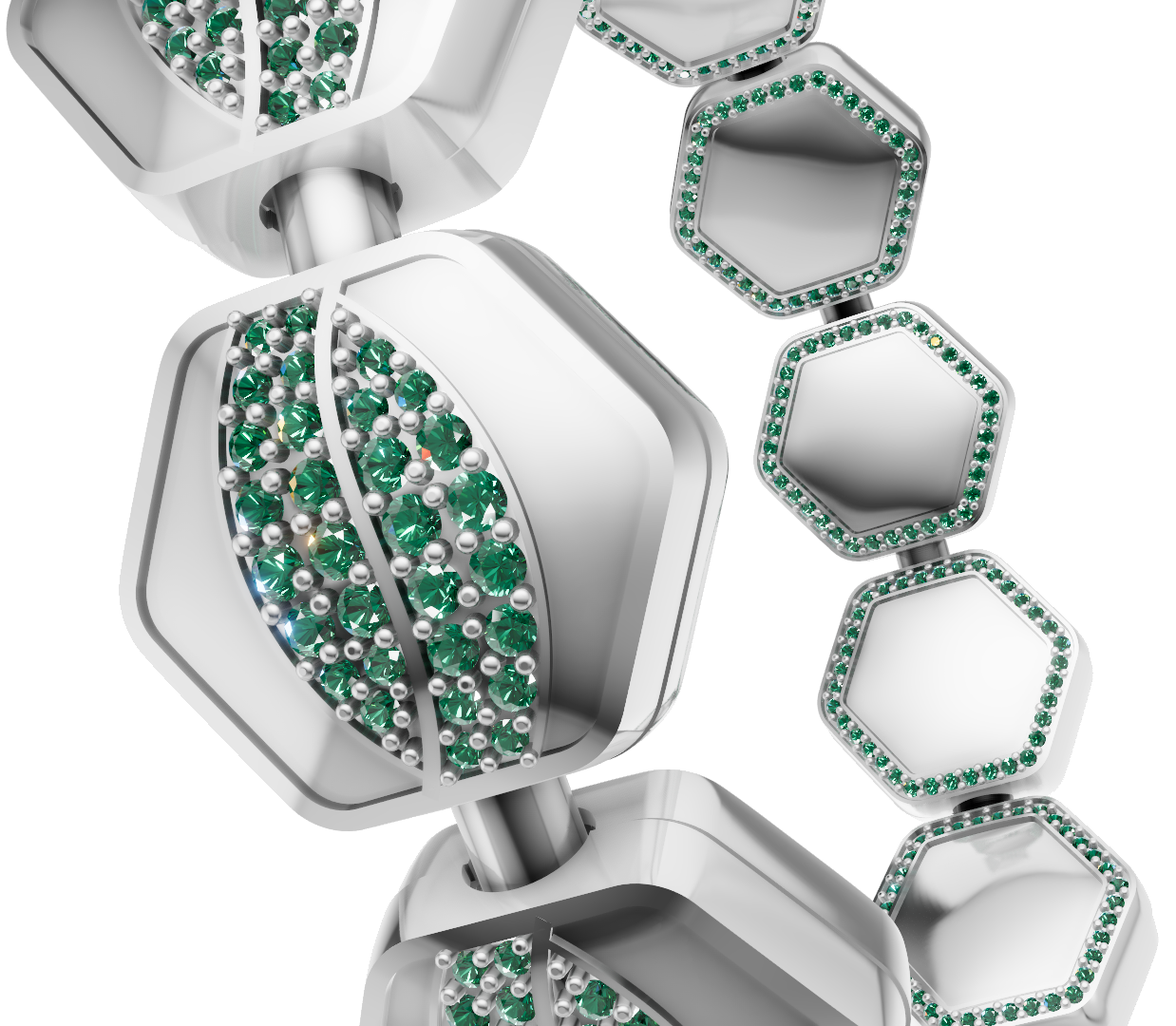 Hexagon daimond Set  Spring Gold & Silver Bracelet  CAD FILE