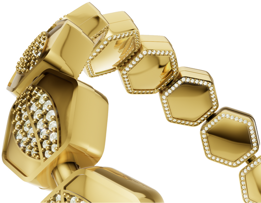 Hexagon daimond Set  Spring Gold & Silver Bracelet  CAD FILE