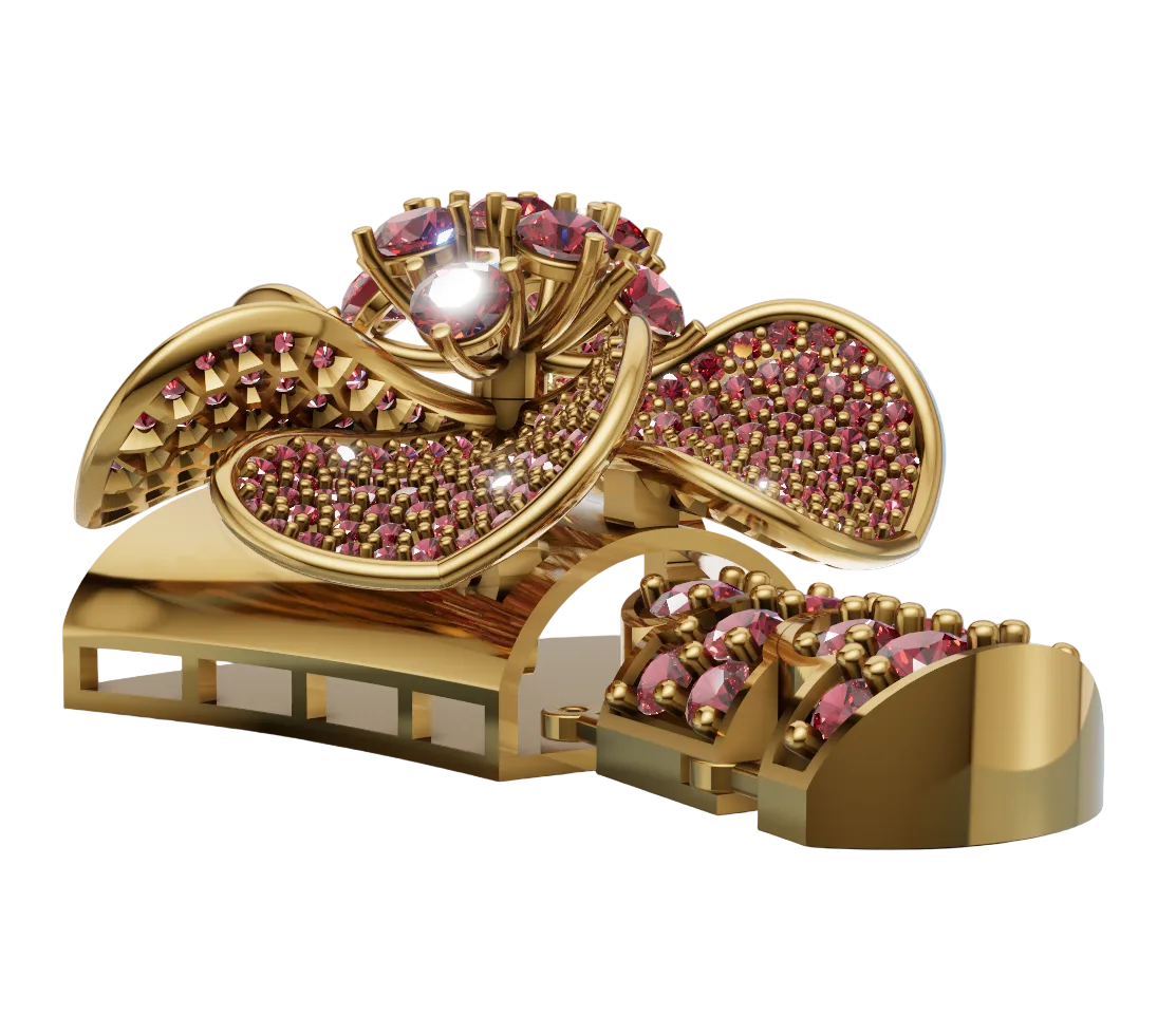 Flower Zip Diamond Set  Micro Pave CAD FILE