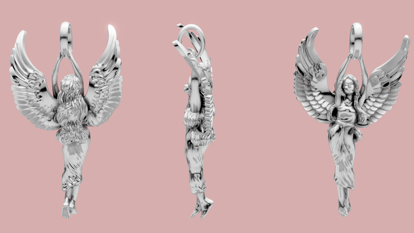 Angel Wing Lady Gold Pendant 3D gold & silvrer CAD FILE