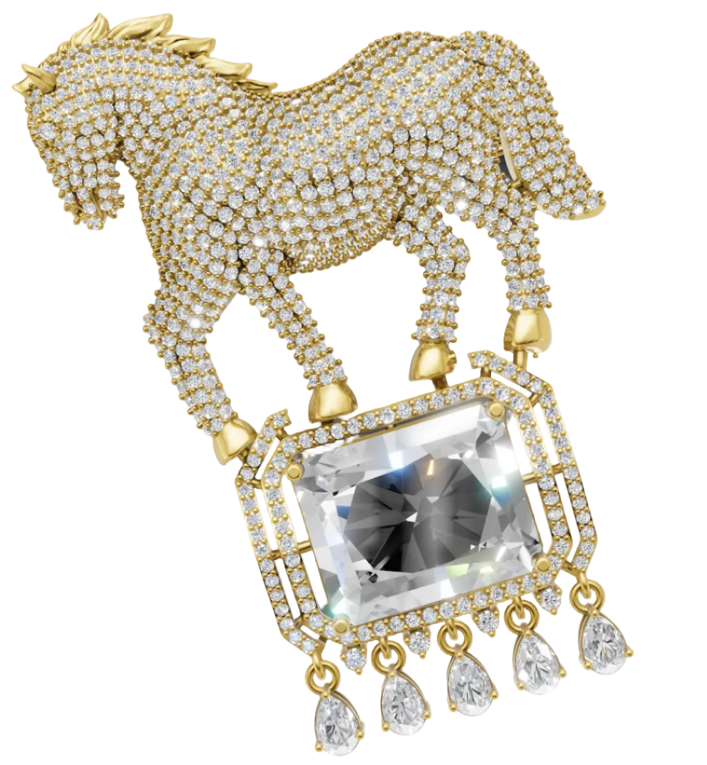 Horse Brooch Jewelry  3dm stl CAD FILE