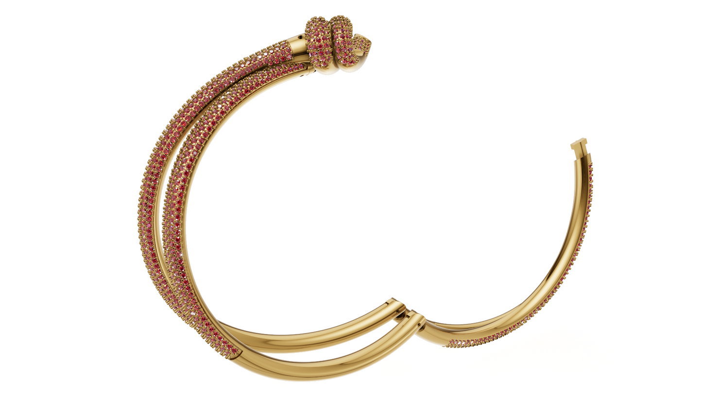 Dubel Line full Diamond set Lock Mechanism Bracelet CAD FILE