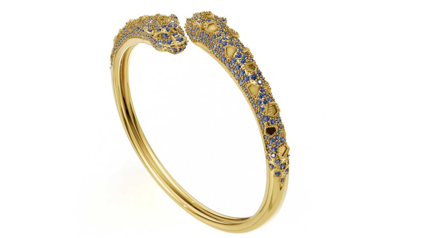 Panther Openable Mechanism Double Head Diomond Set Bracelet  CAD FILE