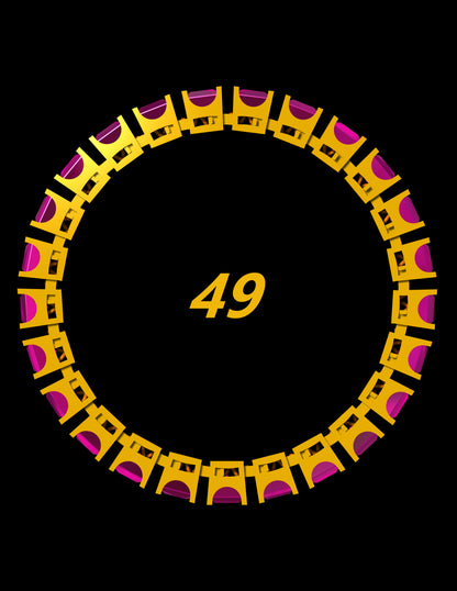 Princess Cut Spring Bracelet CAD File | Flexible Gold Bangle Design with 49 Stones | 3DM & STL Download
